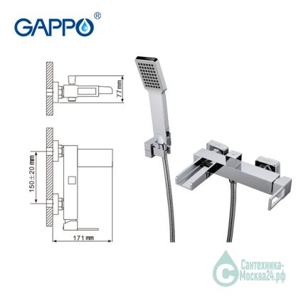Смеситель GAPPO BROOK G3240 для ванны каскадный (4)