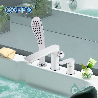 Смеситель GAPPO NOAR G1148 на борт ванны белый (5)